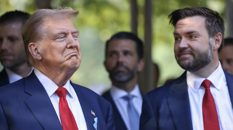 Donald Trump and JD Vance at the 9/11 memorial in New York City