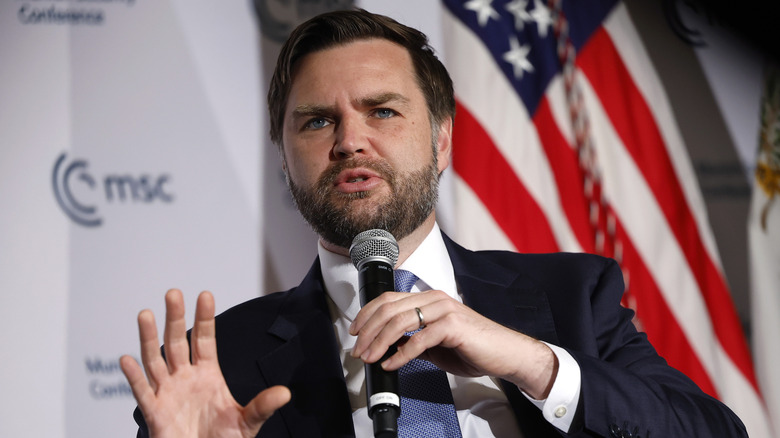 JD Vance with microphone
