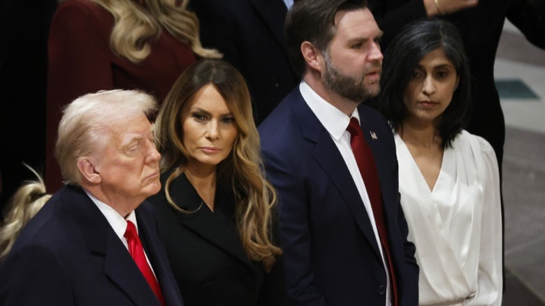 Donald Trump, Melania Trump, JD Vance, and Usha Vance attend the National Prayer Service in Washington, DC (2025)