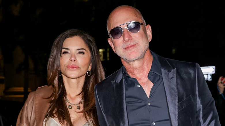 Lauren Sánchez and Jeff Bezos mugging for the camera