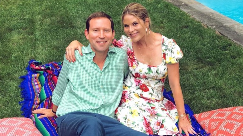 Henry Hager and Jenna Bush Hager sitting and smiling