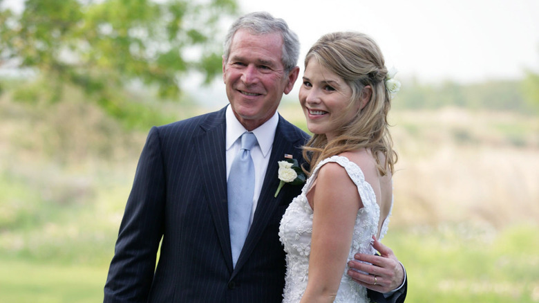 George W. Bush poses with his daughter, Jenna Bush Hager, on her wedding day