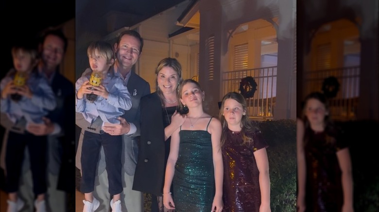 Jenna Bush Hager with husband Henry Hager and kids in front of their Connecticut home