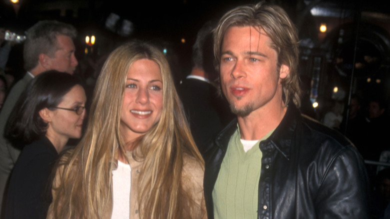 Brad Pitt and Jennifer Aniston arriving at an event