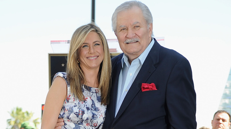 Jennifer and John Aniston smiling