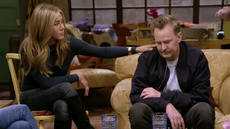 Jennifer Aniston comforting Matthew Perry on "Friends Reunion"