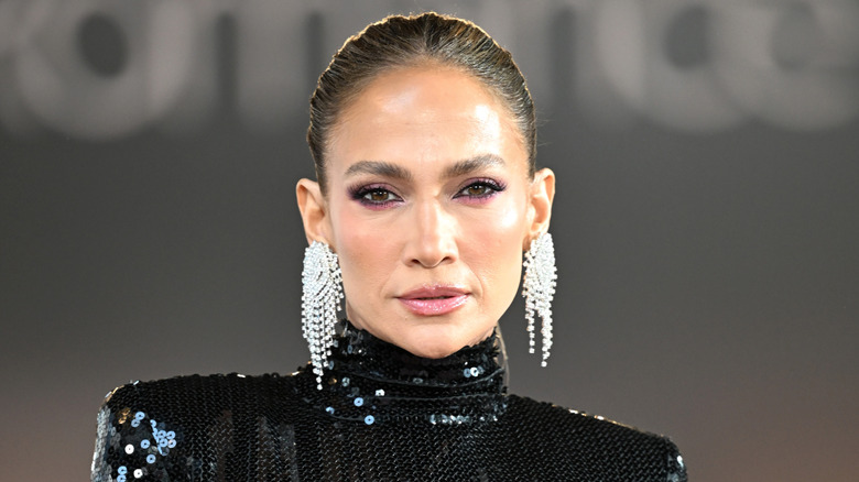 Close-up of Jennifer Lopez posing at event