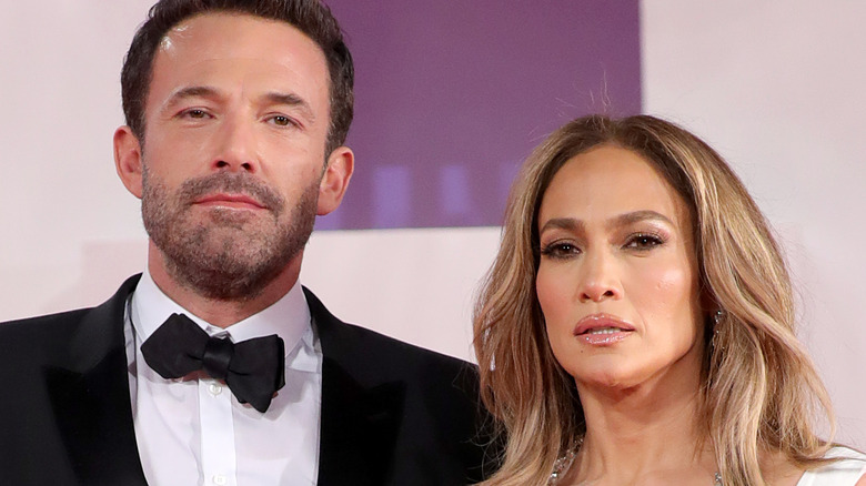Jennifer Lopez and Ben Affleck pose on the red carpet together