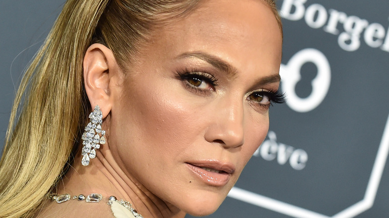 Jennifer Lopez looking over her shoulder
