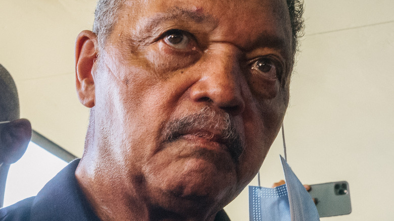 Jesse Jackson looking serious