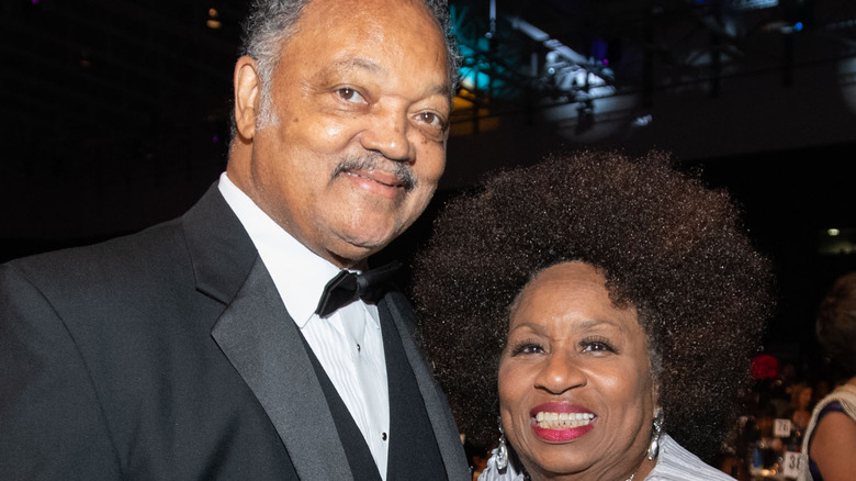 Jesse and Jacqueline Jackson smiling