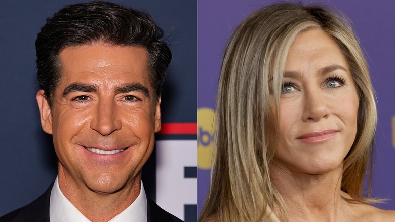 Jesse Watters and Jennifer Aniston side-by-side