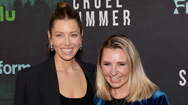 Jessica Biel and Beverley Mitchell at an event. 