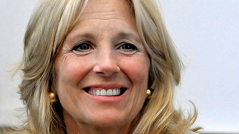 Jill Biden smiling at a crowd