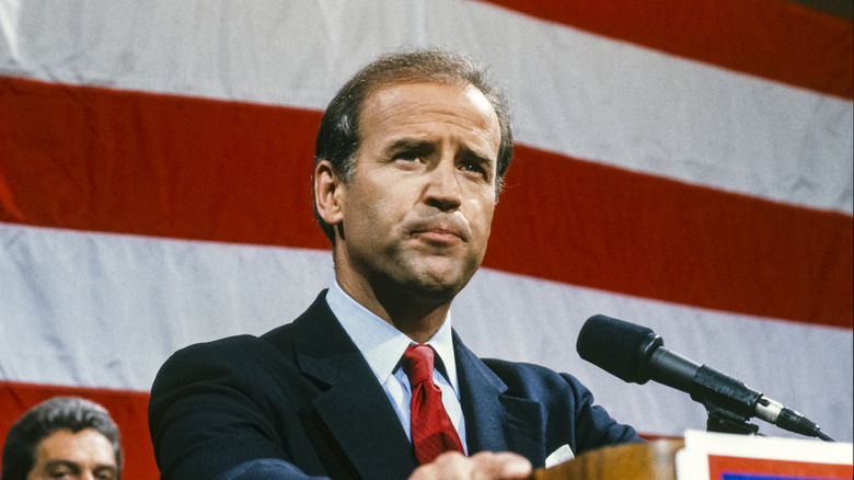 Young Joe Biden at a podium