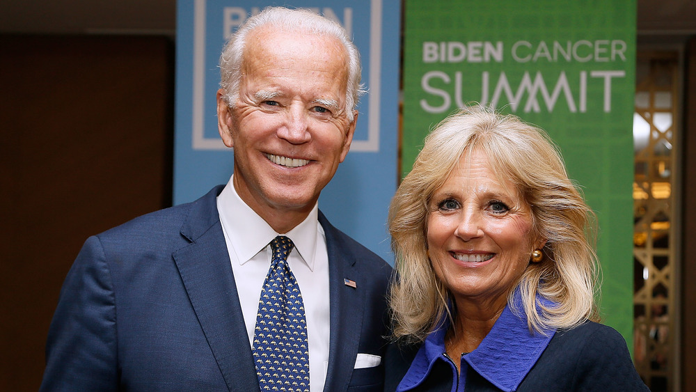 Joe Biden and Jill Biden smiling at the Biden Cancer Summit 