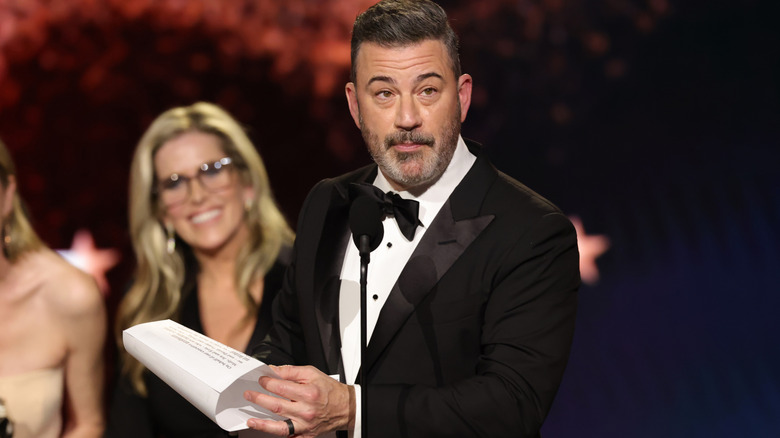 Jimmy Kimmel raising his eyebrows