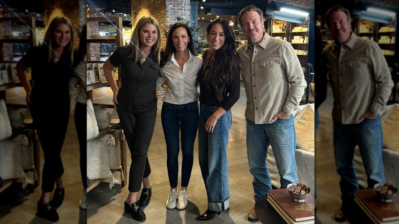 Jenna Bush Hager and Barbara Bush posing with Joanna and Chip Gaines
