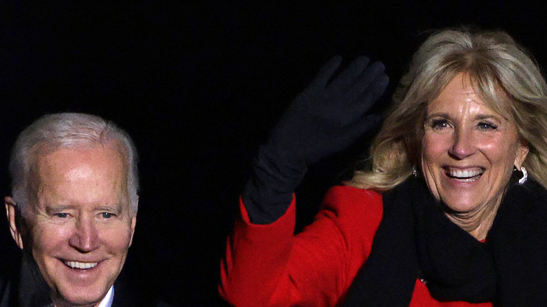Joe and Jill Biden lighting Christmas tree 2021