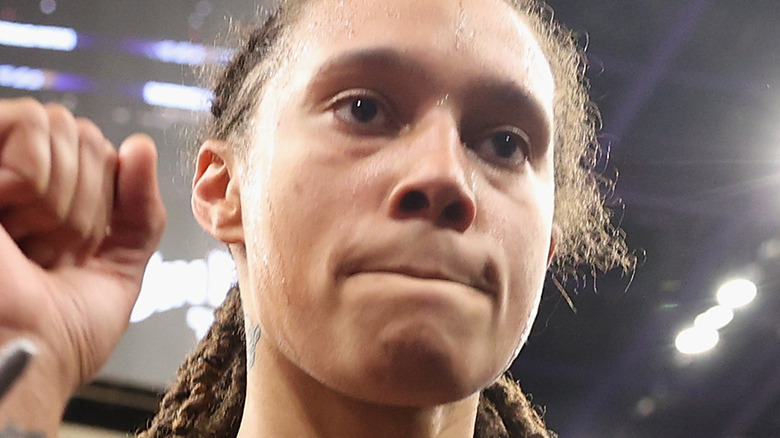 Brittney Griner celebrating win after game