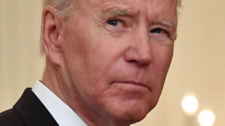 Joe Biden looking up