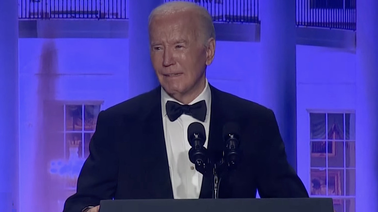 President Joe Biden giving speech at dinner