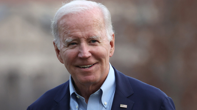 Joe Biden smiling looking left