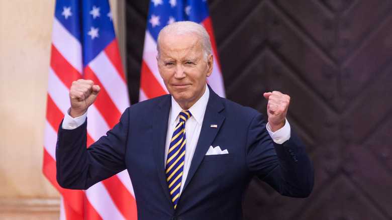 Joe Biden raising his fists