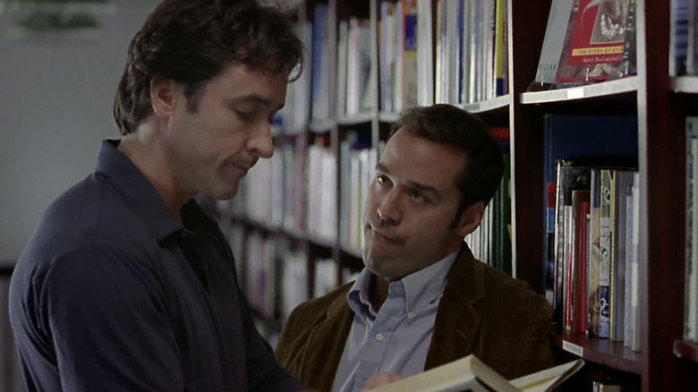 John Cusack and Jeremy Piven acting in a scene from Serendipity.