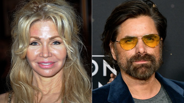 Teri Copley and John Stamos posing at events