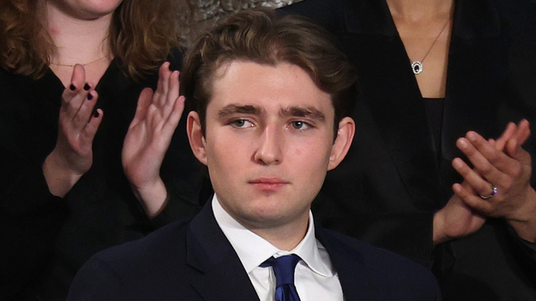 Barron Trump looking serious