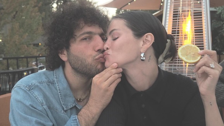 Benny Blanco and Selena Gomez kissing