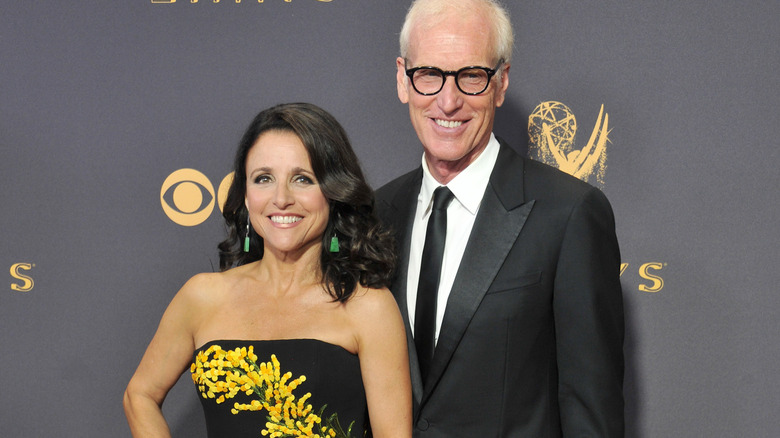 Julia Louis-Dreyfus and husband Brad Hall smiling