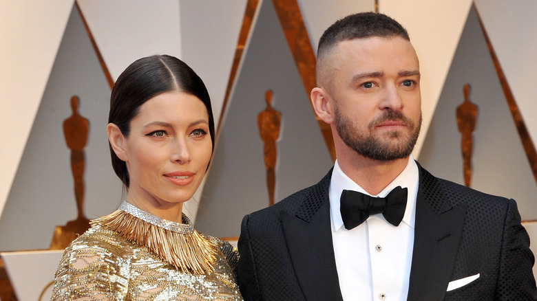 Jessica Biel and Justin Timberlake at the 2017 Oscar's red carpet