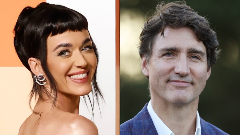 Split image of Katy Perry and Justin Trudeau