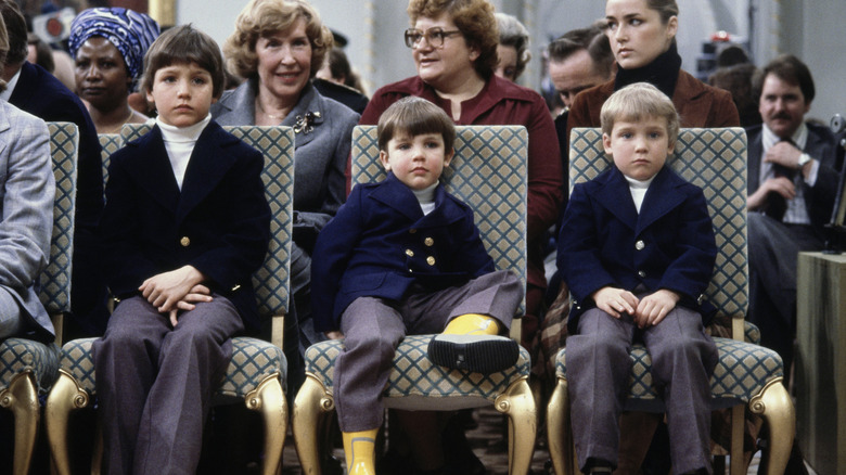 Justin (left), Michel (center), and Sasha (right) Trudeau in 1980