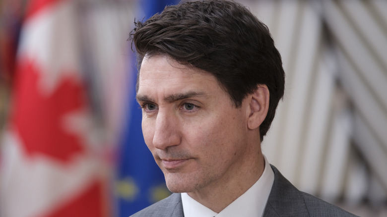 Justin Trudeau looking concerned with pursed lips