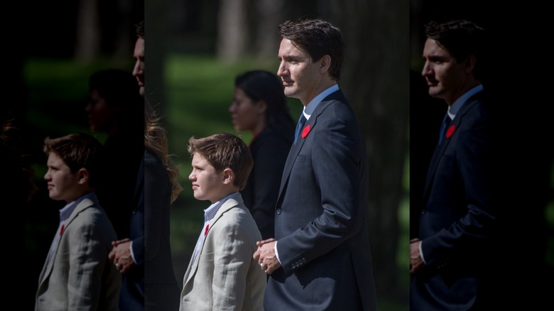 Justin and Xavier Trudeau walking