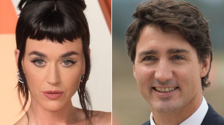 Split image of Katy Perry and Justin Trudeau