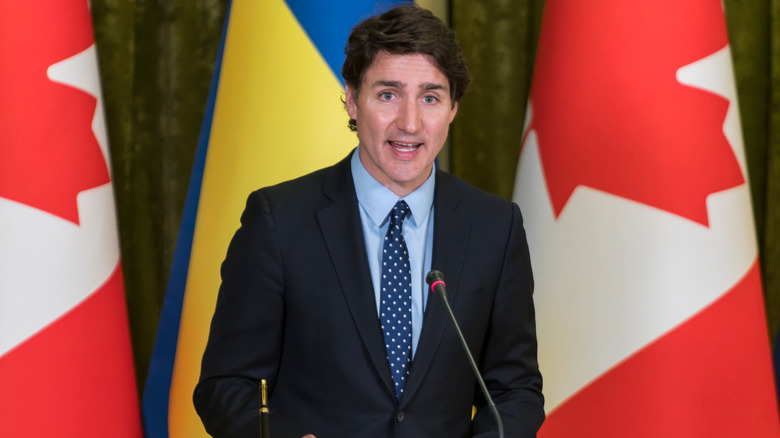 Justin Trudeau talking at an event