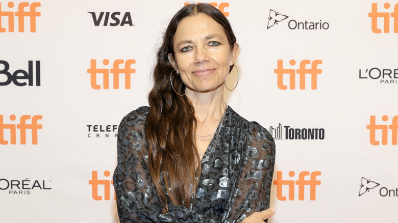 Justine Bateman smiling at the Toronto International Film Festival in 2021
