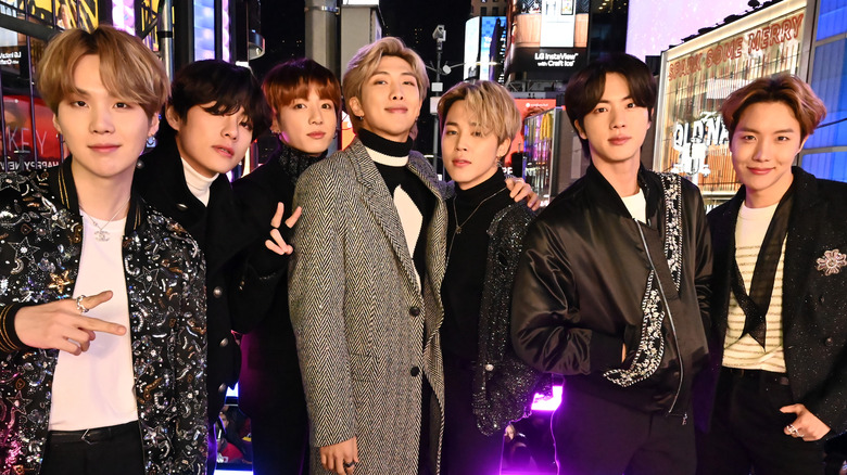 BTS pose on the red carpet together
