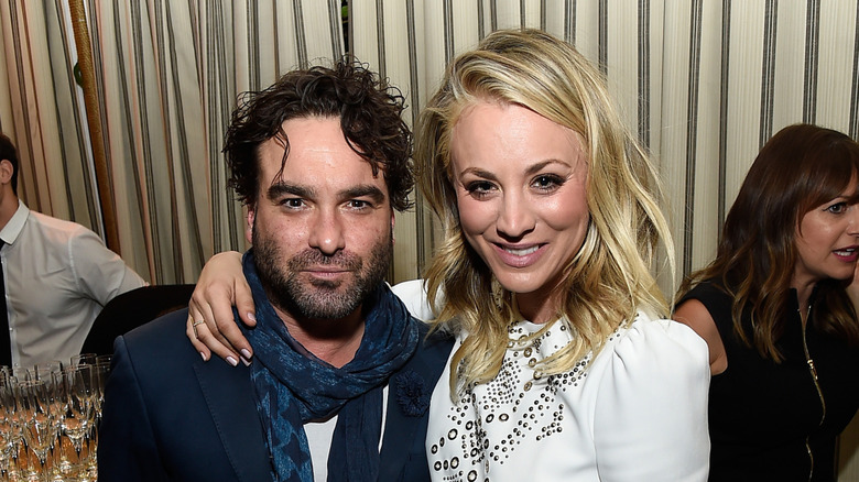Johnny Galecki (L) and Kaley Cuoco attend the Entertainment Weekly Celebration of SAG Award Nominees sponsored by Maybelline New York at Chateau Marmont on January 28, 2017 in Los Angeles, California.
