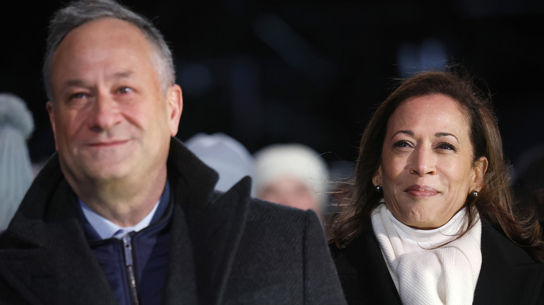 Doug Emhoff and Kamala Harris smiling