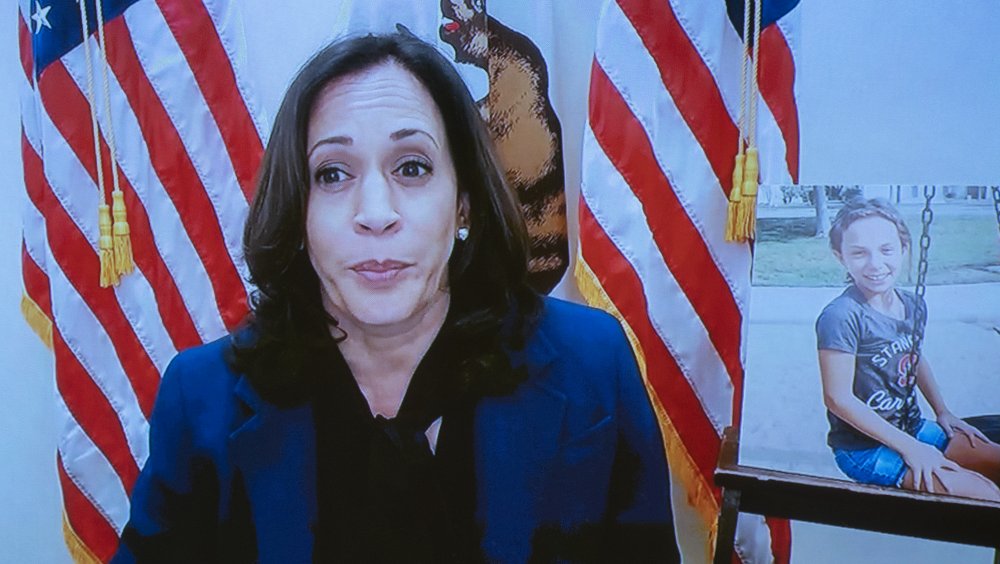 Kamala Harris via video conferencing
