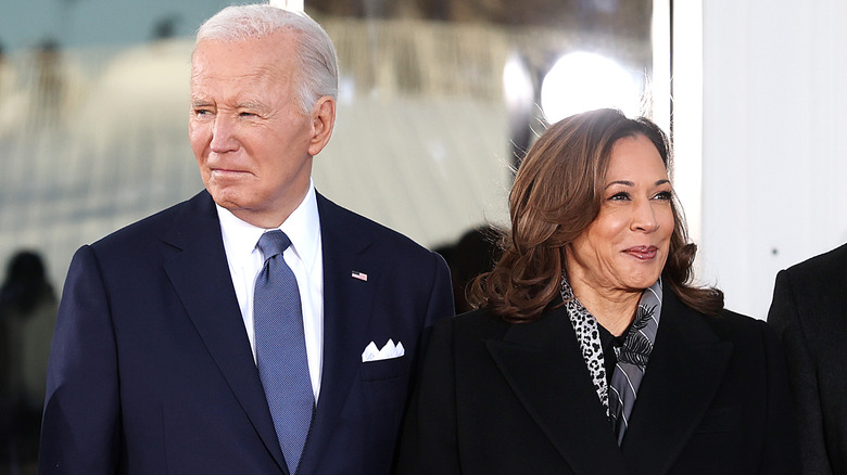 Joe Biden and Kamala Harris walking together