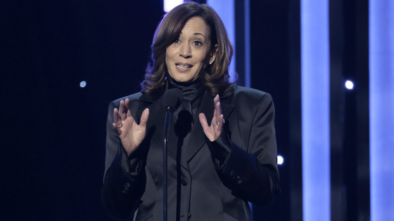 Former Vice President Kamala Harris accepts the Chairman's Award onstage during the 56th NAACP Image Awards at Pasadena Civic Auditorium on February 22, 2025 in Pasadena, California.