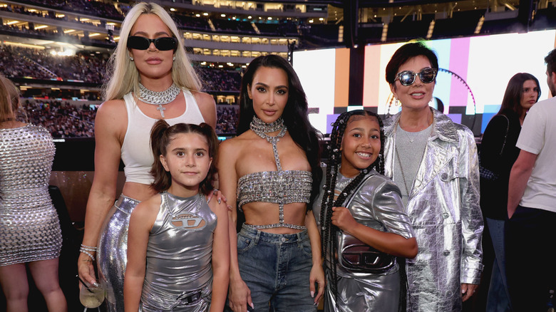 Khloé Kardashian, Penelope Disick, Kim Kardashian, North West and Kris Jenner at the 2023 "RENAISSANCE WORLD TOUR"
