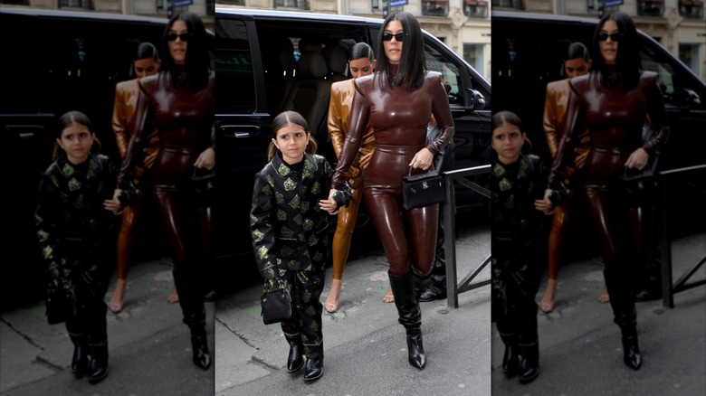 Penelope Disick and Kourtney Kardashian during Paris Fashion Week 2020