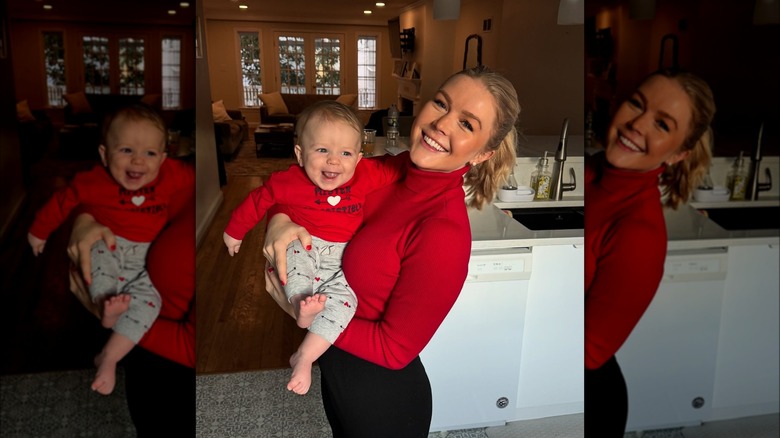 Karoline Leavitt in her home in Washington D.C. with son Niko